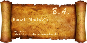 Boszi Abdiás névjegykártya